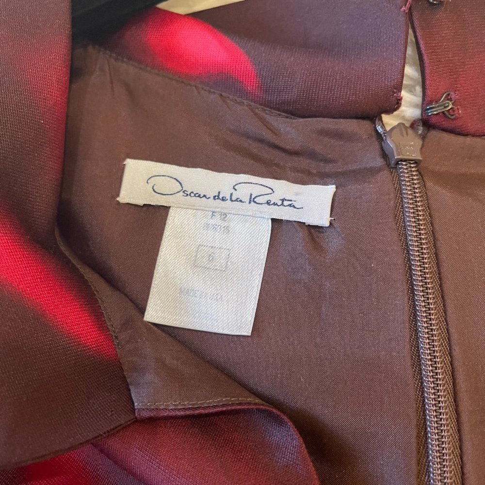 Oscar De La Renta Merlot Red Mikado Silk Dress - Picture 7 of 11